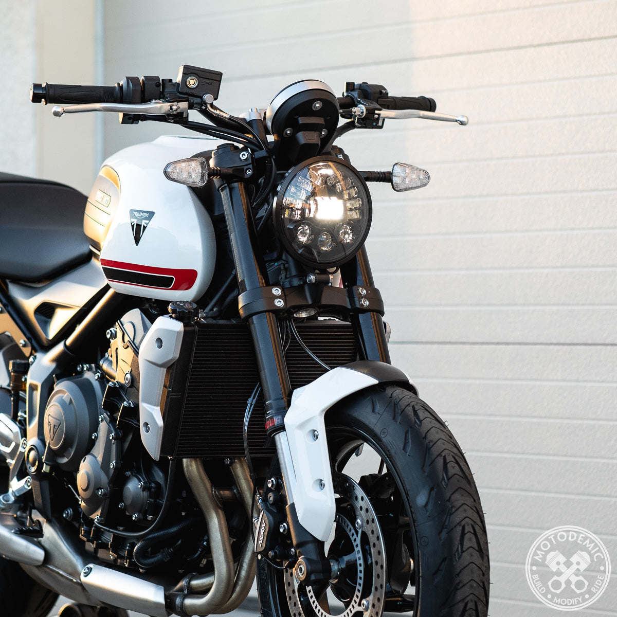 Motodemic Adaptive LED Headlight Upgrade for the Triumph Trident 660