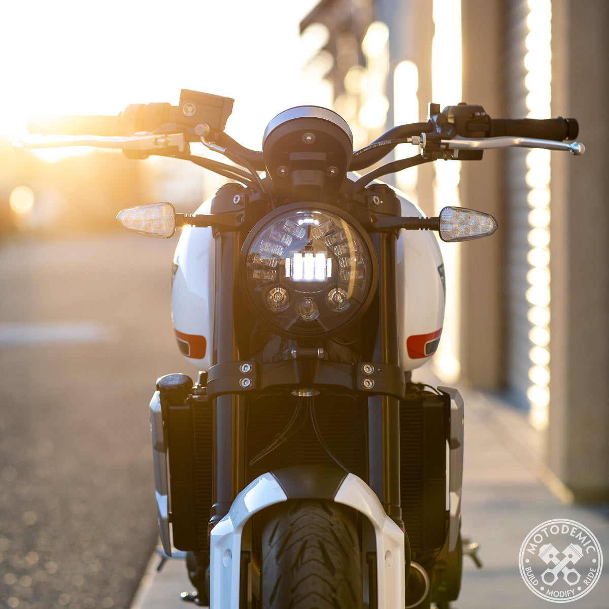 Motodemic Adaptive LED Headlight Upgrade for the Triumph Trident 660