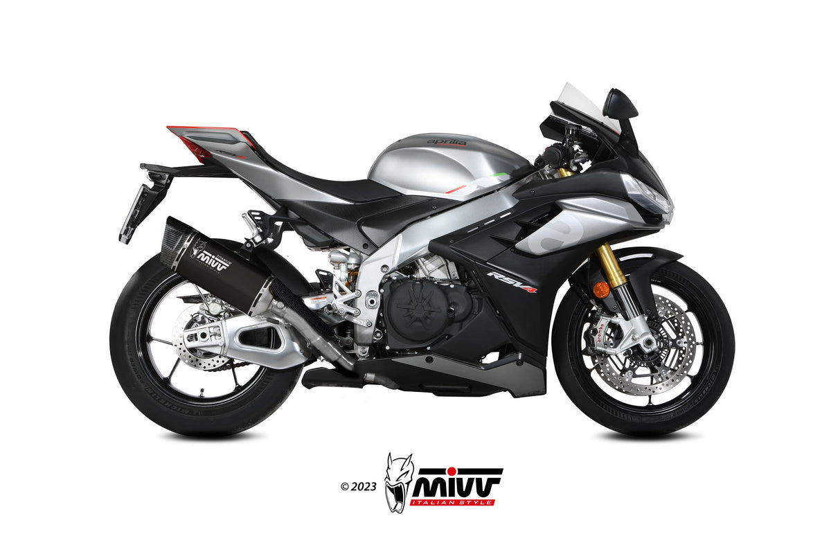 MIVV Slip-on, SR-1 Black Titanium, Standard Exhaust For Aprilia RSV4/Tuono V4 1100 2021-2023