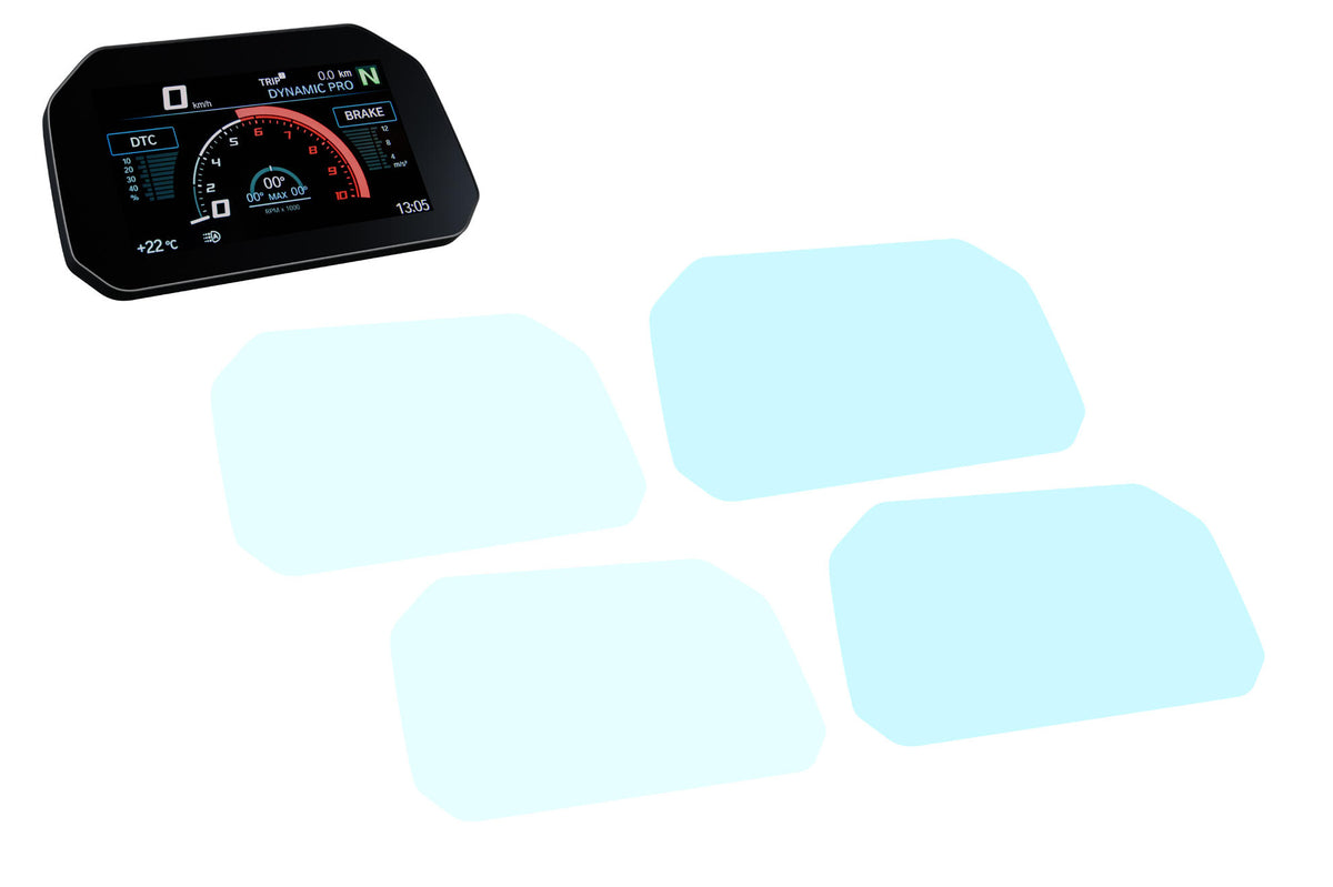 CNC Racing Dashboard Screen Protector Kit for the BMW S1000RR/M1000RR (2020+) / S1000R / M1000R (2021+), R 1250 /1200 GS (2018+), F 750 /850 GS (2018+), F 900 (2020+), S1000XR (2020+)