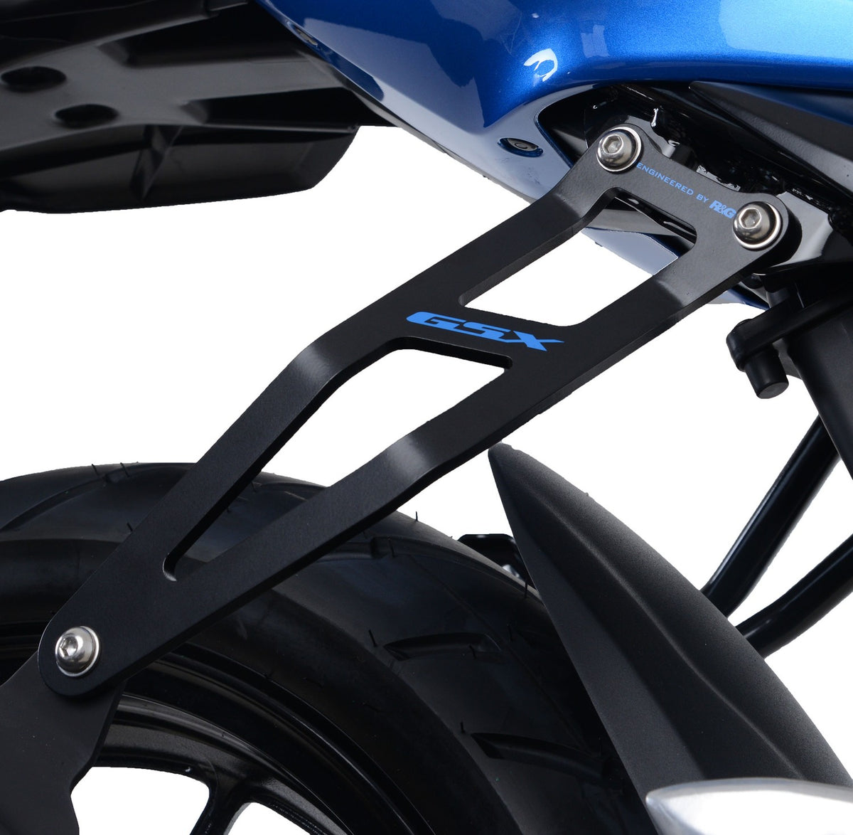 R&G Racing,Exhaust Hanger (Black) with Blue Logo for Suzuki GSX-R125 / GSX-S125 ' 17-'21