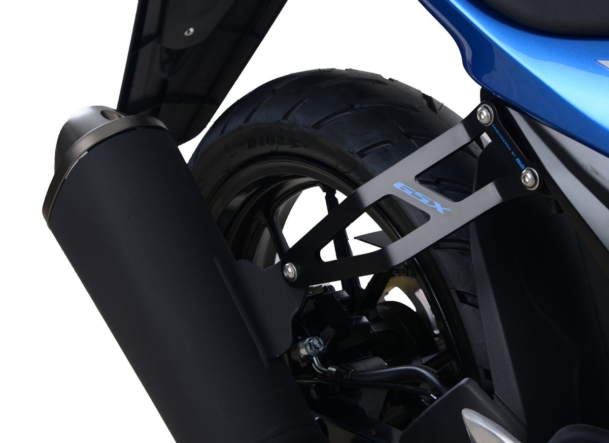 R&G Racing,Exhaust Hanger (Black) with Blue Logo for Suzuki GSX-R125 / GSX-S125 ' 17-'21