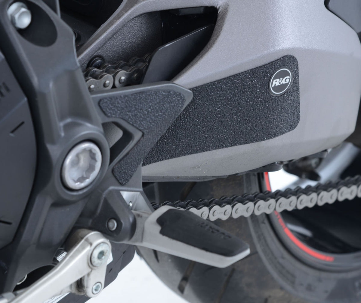 R&G Racing Boot Guard 4-Piece (2 on LHS - heel plate & swingarm. 2 on RHS - heel plate & exhaust shield) for Ducati Monster 1200S '17-'22