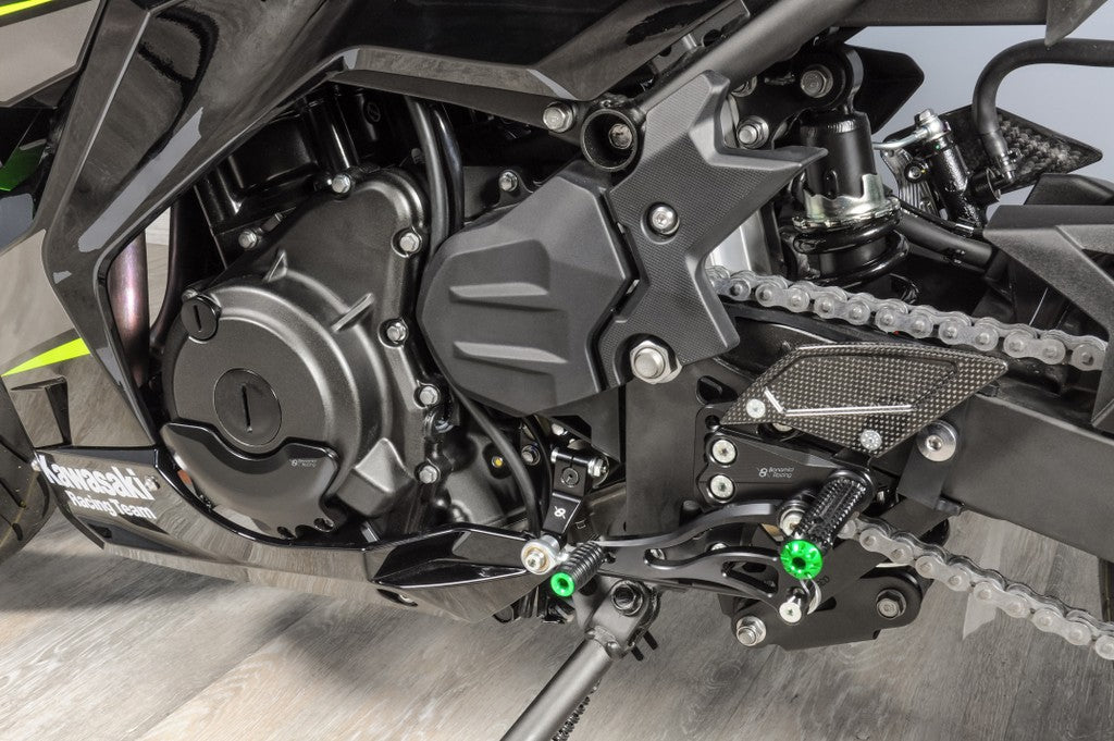 Bonamici Racing Aluminium Rearsets for the Kawasaki Ninja 250/Ninja 400 2018-2023