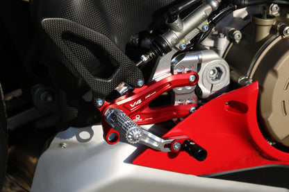 CNC Racing PRAMAC RACING LIMITED EDITION RPS Adjustable Rearset for the Ducati Panigale V4 / S / R - with Carbon Heel guard
