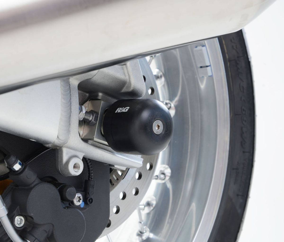 R&G Racing Swingarm Protectors (expanding type) for Triumph Scrambler 1200 XC/XE / Thruxton 1200 / Speed Twin '19-'22, Street Twin / Street Cup '17-'22