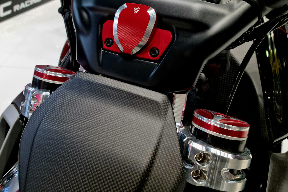 CNC Racing Fork Leg Plug Cap Set for the Ducati Diavel V4