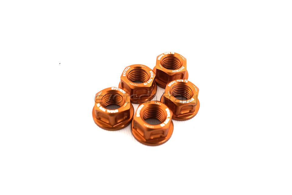 Evotech Srl Billet Aluminum Flange Nuts or Sprocket Nuts for Ducati, MV Agusta, and Aprilia (set of 5) M10x1.25