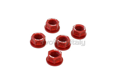 Evotech Srl Billet Aluminum Flange Nuts or Sprocket Nuts for Ducati, MV Agusta, and Aprilia (set of 5) M10x1.25