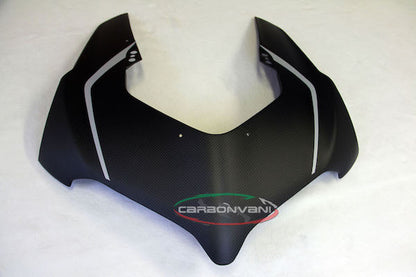 Carbonvani - Ducati Panigale V4 R STYLE w /Stripes Carbon Fiber Headlight Fairing for V4 R / V4 / S (20-21)