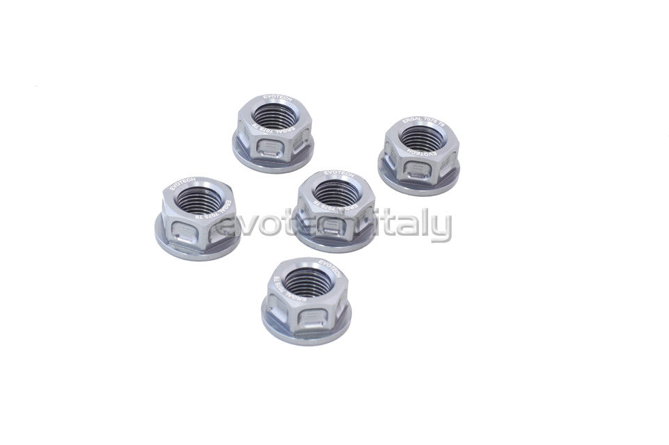 Evotech Srl Billet Aluminum Flange Nuts or Sprocket Nuts for Ducati, MV Agusta, and Aprilia (set of 5) M10x1.25