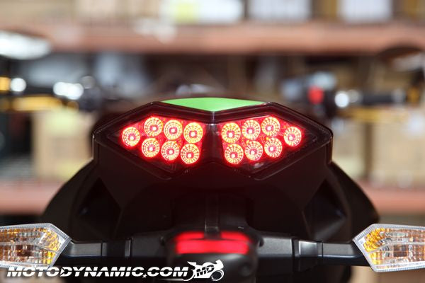 Motodynamic Sequential Integrated Taillight for Kawasaki Z1000 (10-13), Ninja 1000/Z1000SX (2011+), and Versys 650 (10-21)